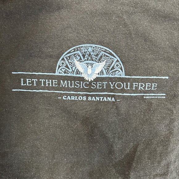 Vintage Carlos Santana Let The Music Set You Free Y2K T Shirt Sixe XL Tour Black - Picture 3 of 7